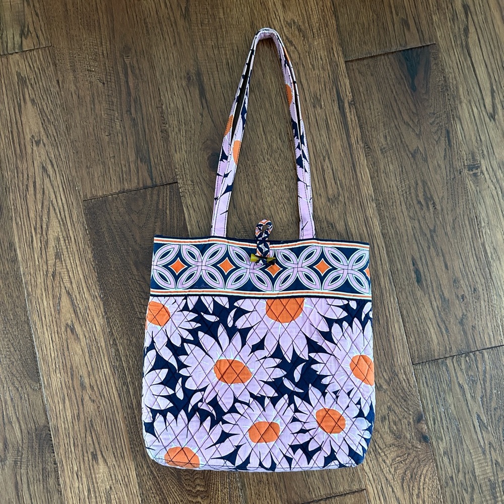 Vera Bradley Loves Me Large Tote Bag Pink Orange Floral Shoulder Bag